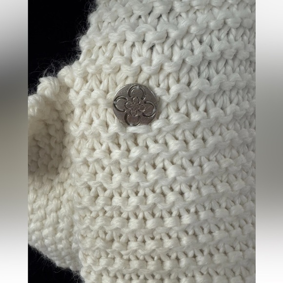 Charter Club Alpaca Blend Knit Scarf Long Ivory Fringe Button Boho Classic Prep - Picture 4 of 5